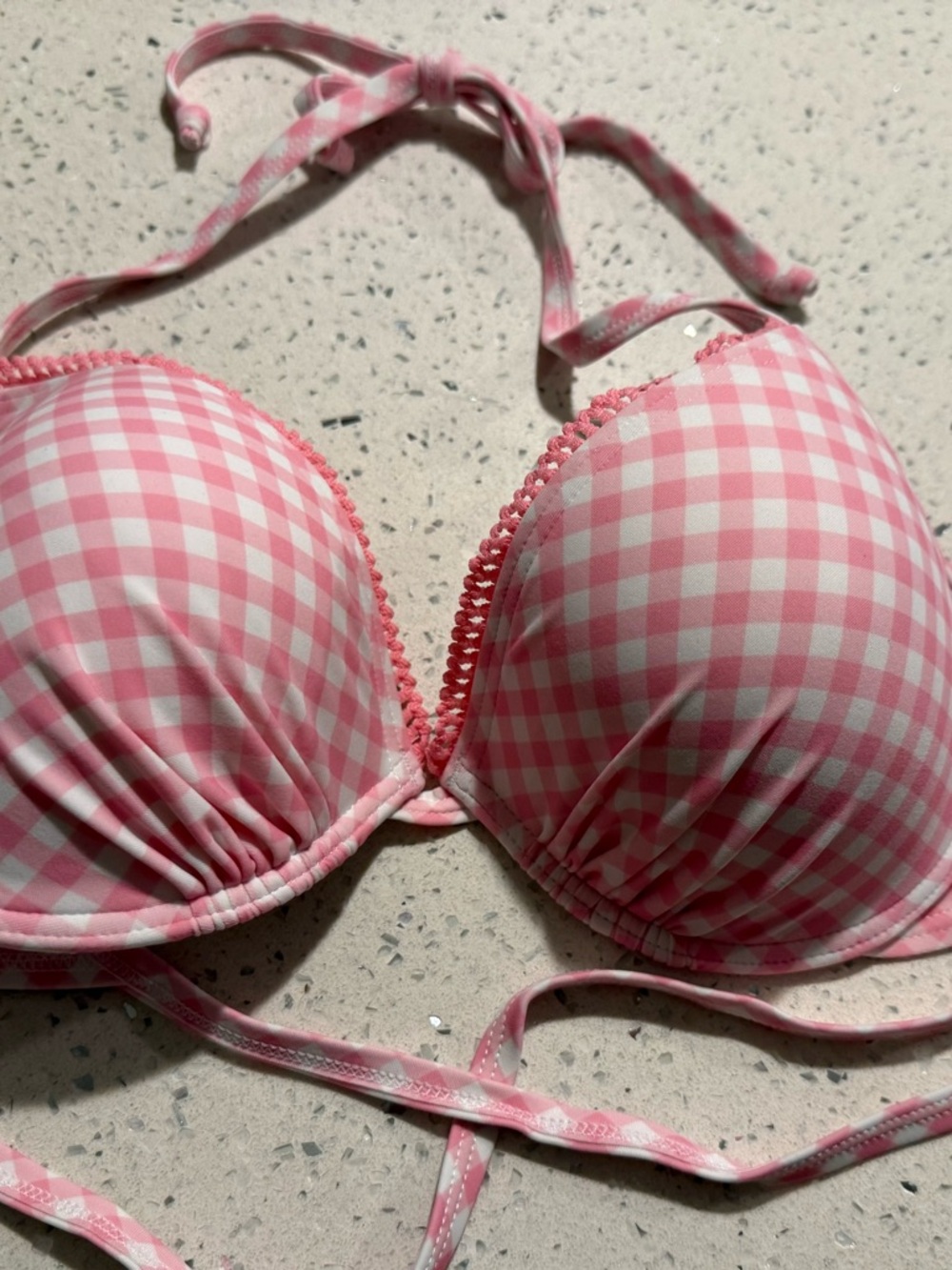 VENUS Pink Gingham Push-Up Bikini Top D NWT